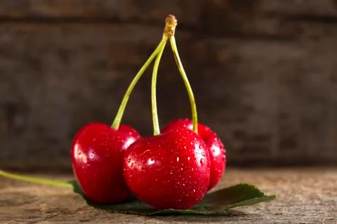 Fresh red cherries Stock Photos