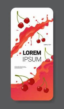 Fresh red cherry juice liquid splash realistic splashes healthy fruits splash Stock Illustration