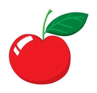 Fresh red cherry with stem Stock Illustration