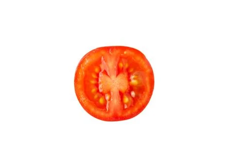 Fresh red cherry tomato without leaves in incision, half fetus isolated on wh Stock Photos
