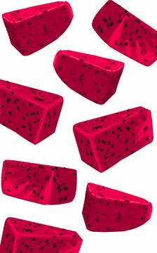 Fresh Red dragon fruit slices are arranged in a pattern. Dessert pattern Stock Illustration