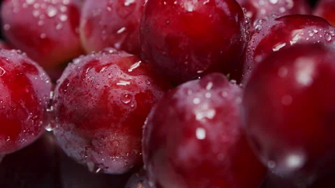 Fresh red grapes rotation background. Close up of grapes. Stock Footage 153261327