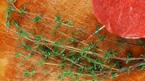 Fresh red meat : raw beef fillet on wood 库存影片 24963290