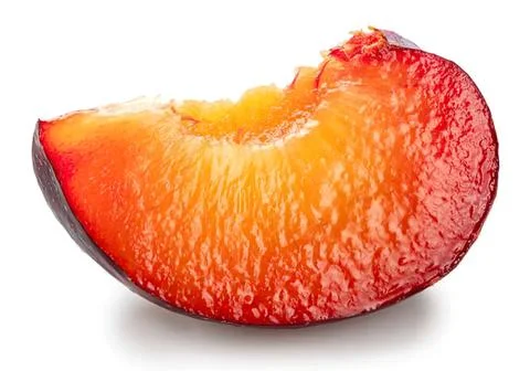 Fresh red peach slice on white background Stock Photos