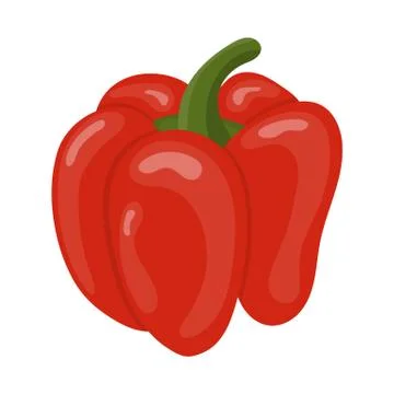 Fresh Red Pepper Vegetable isolated on white background. Vector illustration. Stock Illustration