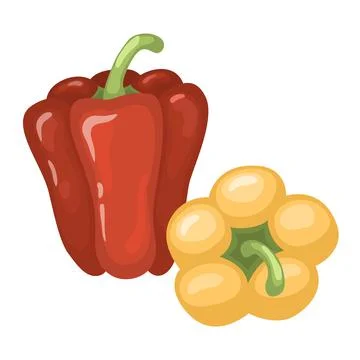 Fresh red pepper vegetable isolated. pepper for farmer's market, vegetarian s Stock Illustration