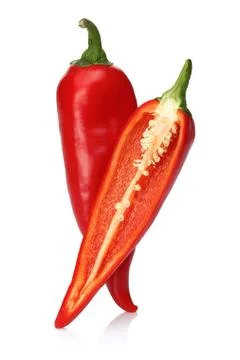 Fresh red pepper on white background Stock Photos
