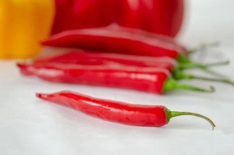 Fresh red pepper  on white background, pepper isolated, Stock Photos