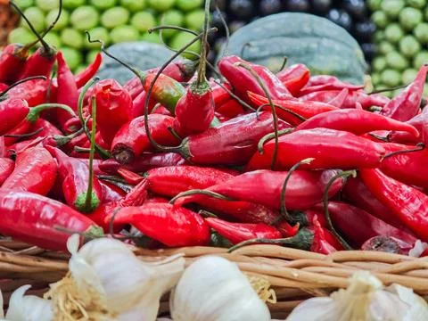 Fresh red peppers Stock Photos