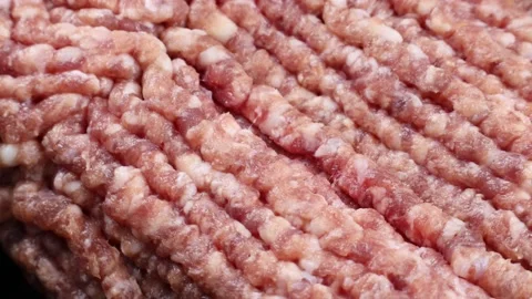 Fresh red pork minced meat circle rotation close up Stock Footage 232155308