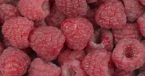 Fresh red raspberries closeup rotating loopable Stock Footage 145187416