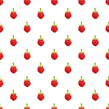 Fresh red raspberries creating bright seamless pattern background 스톡 일러스트