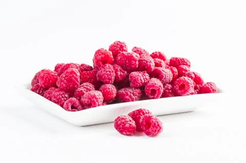 Fresh red raspberry isolated on white background Stock Photos