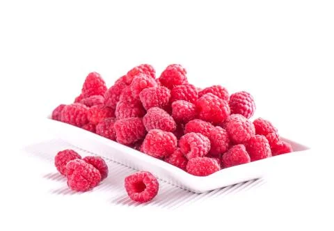 Fresh red raspberry isolated on white background Stock Photos