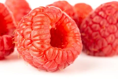 Fresh red raspberry isolated on white Foto stock