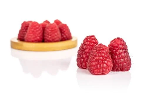 Fresh red raspberry isolated on white Foto stock