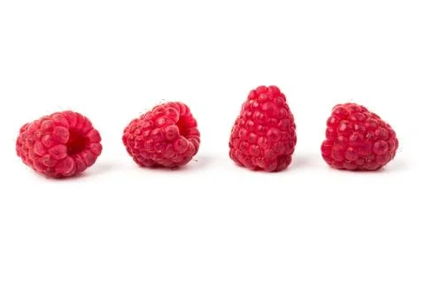 Fresh red raspberry isolated on white background. Berry in close-up Foto stock