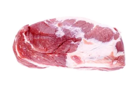 Fresh red raw beef steak fillet isolated on white background. Top view Stock Photos