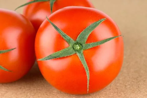 Fresh red tomatoes on table Stock Photos