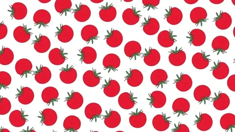 Fresh Red Tomatos Pattern Background Rotating Hand Drawn Stock Footage 190074406