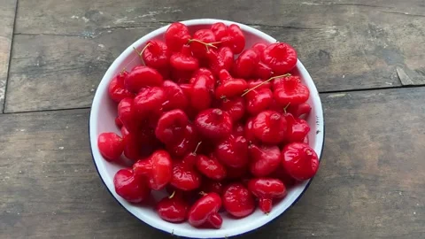 Fresh red water guava or commonly called button guava 스톡 동영상 337561533