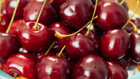 Fresh ripe Cherry close-up Stock Footage 91614731