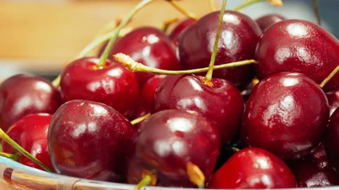 Fresh ripe Cherry close-up Stock Footage 91614944