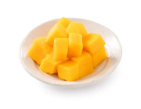 Fresh ripe mango fruit isolated on white background with clipping path Stock Photos
