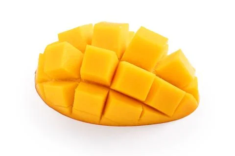 Fresh ripe mango fruit isolated on white background with clipping path Stock Photos