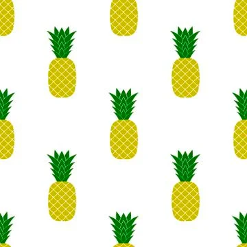 Fresh Ripe Pineapple Seamless Pattern Stock Illustration