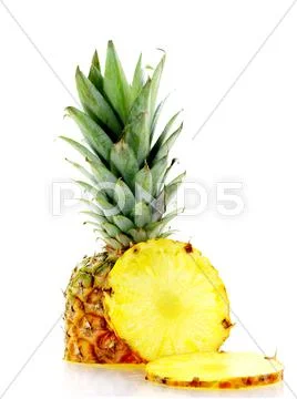 Fresh ripe pineapple with slices Stock Photos