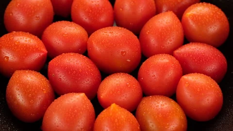 Fresh ripe tomatoes cherry close up, rotate Stock-Footage 241795760