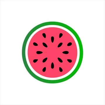 Fresh Ripe Watermelon Cross Section Slice with Seeds Flat Vector Illustratio Stock Illustration