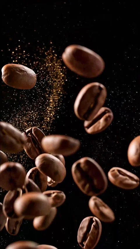 Fresh roasted coffee beans and hot coffee cup Stock Footage 344917431