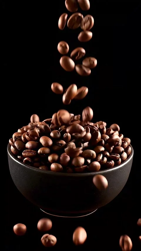 Fresh roasted coffee beans and hot coffee cup Stock Footage 344917433
