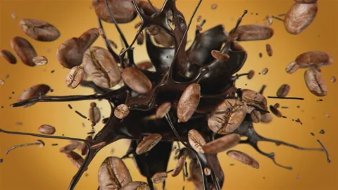 Fresh roasted coffee beans squirting in slow motion 4K Stock-Footage 170667148