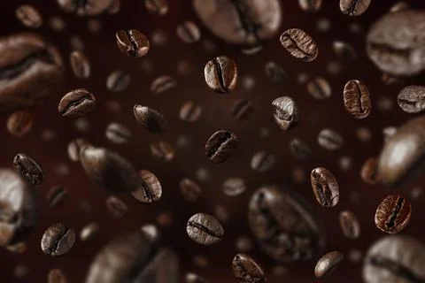 Fresh roasted falling coffee beans concept Stock Photos