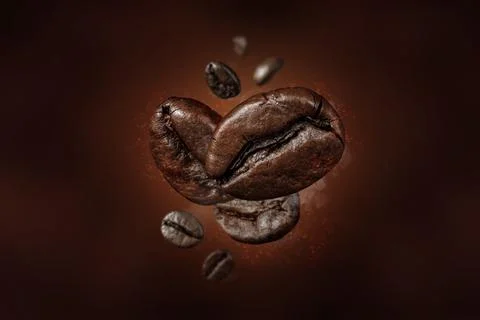 Fresh roasted falling coffee beans concept Stock Photos