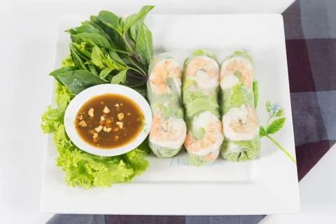 Fresh roll with shrimp inside 写真素材