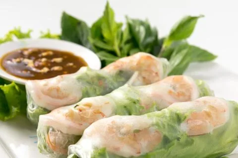 Fresh roll with shrimp inside Foto stock
