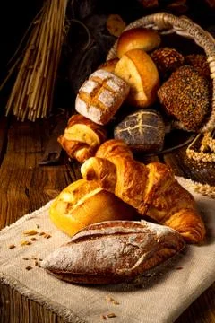 Fresh rolls in a cornucopia Stock Photos