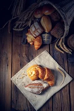 Fresh rolls in a cornucopia Stock Photos