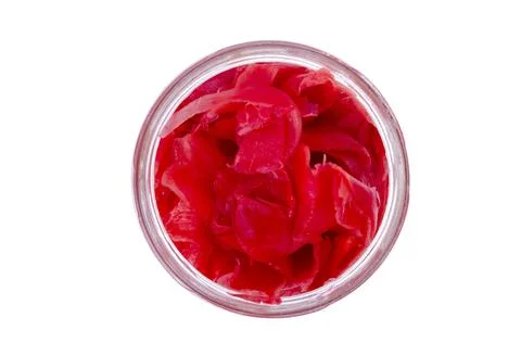 Fresh root and red pickled ginger. Photo Stock Photos