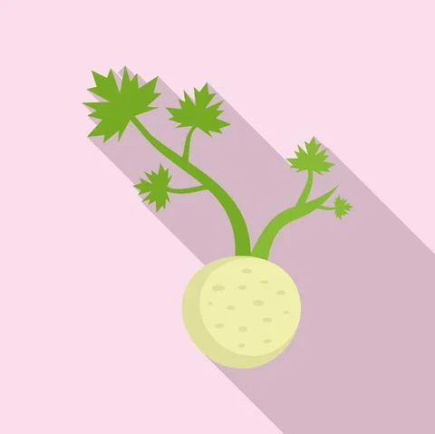 Fresh root celery icon, flat style Illustrazione stock