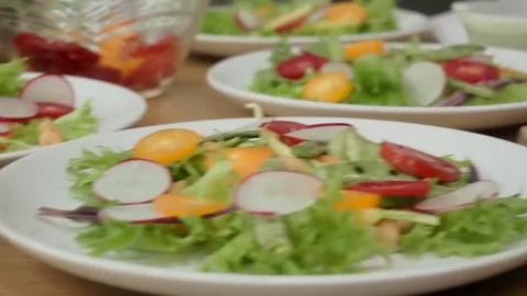 Fresh rural salads Stock Footage 79507197