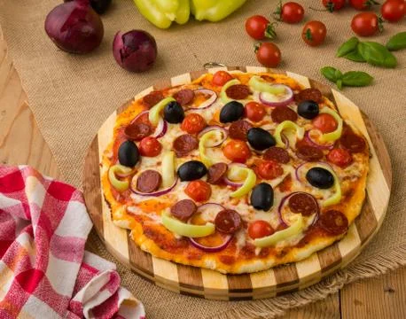 Fresh rustic pizza Stock Photos