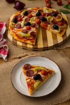 Fresh rustic pizza Stock Photos