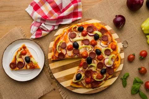 Fresh rustic pizza Stock Photos