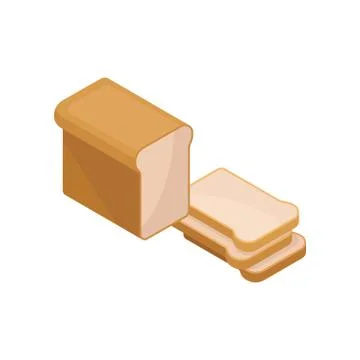 Fresh rye bread and three cut slices. Food theme. Isometric vector element for Stockillustratie