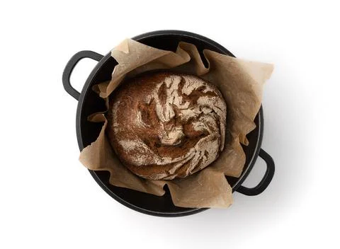 Fresh rye bread isolated on white background, top view Stock Photos